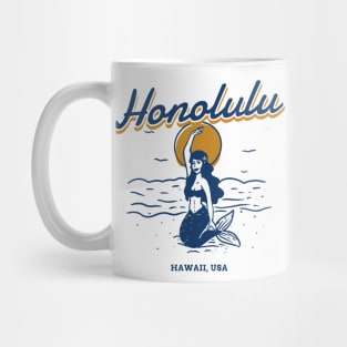 Honolulu Hawaii USA Mermaid and Ocean Waves Mug